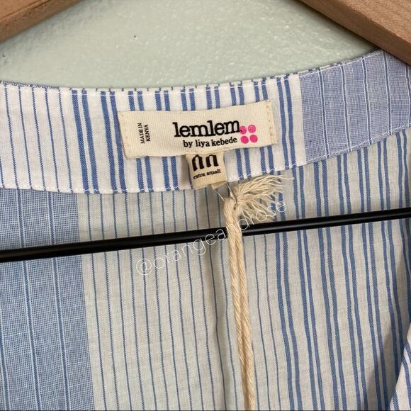 NWT lemlem Blue White Striped Button Front MIDI Dress XS - Picture 3 of 14